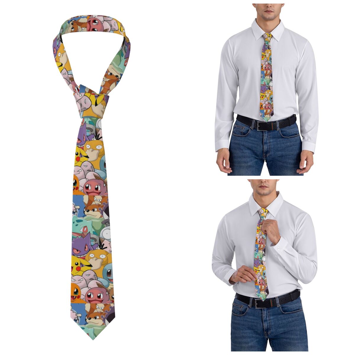 Men Accessories Wedding - Pokemoned Pikachu Neckties Unisex 8 cm