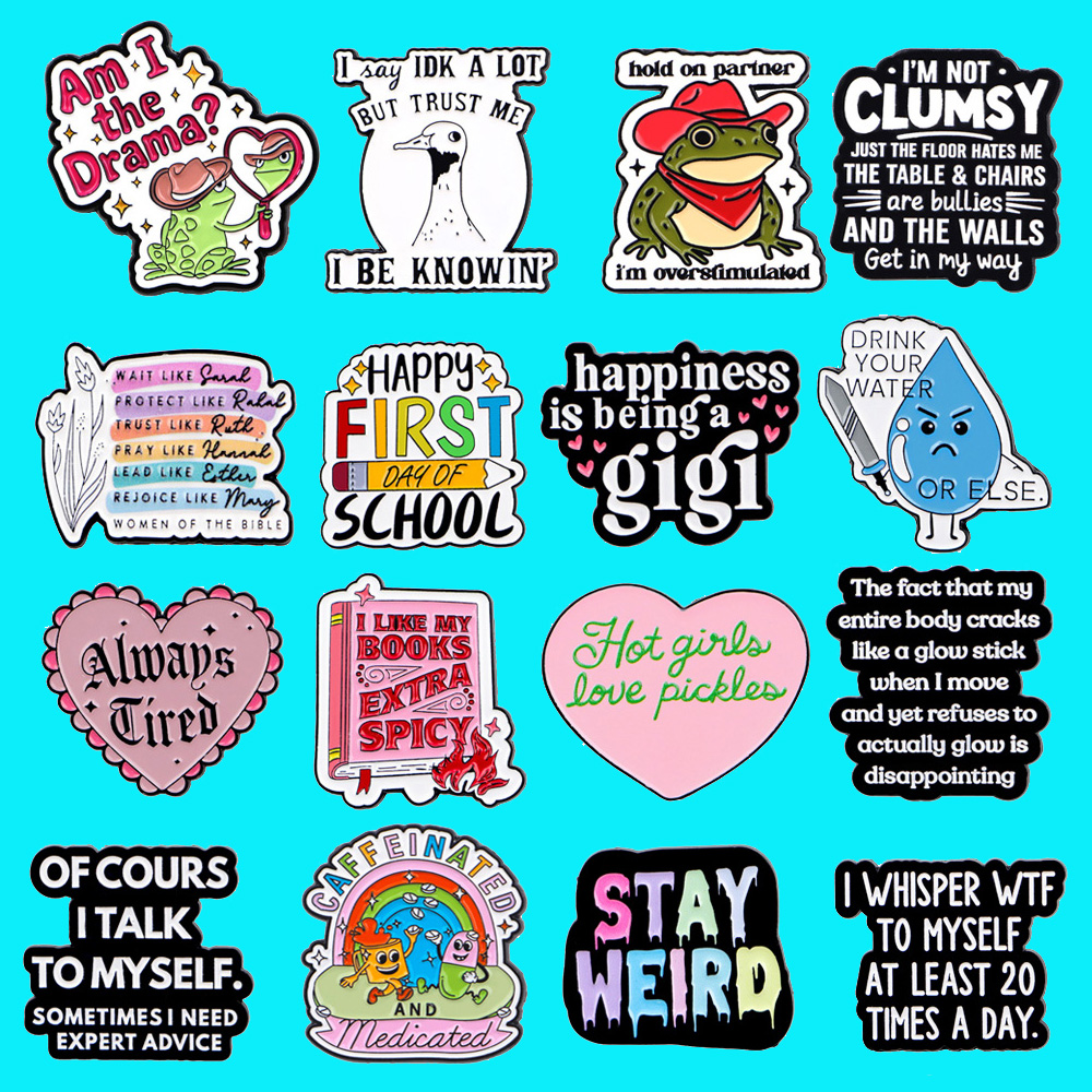 Men'S Accessories Quotes - Cute Cartoon Quote Cat Lapel Pins