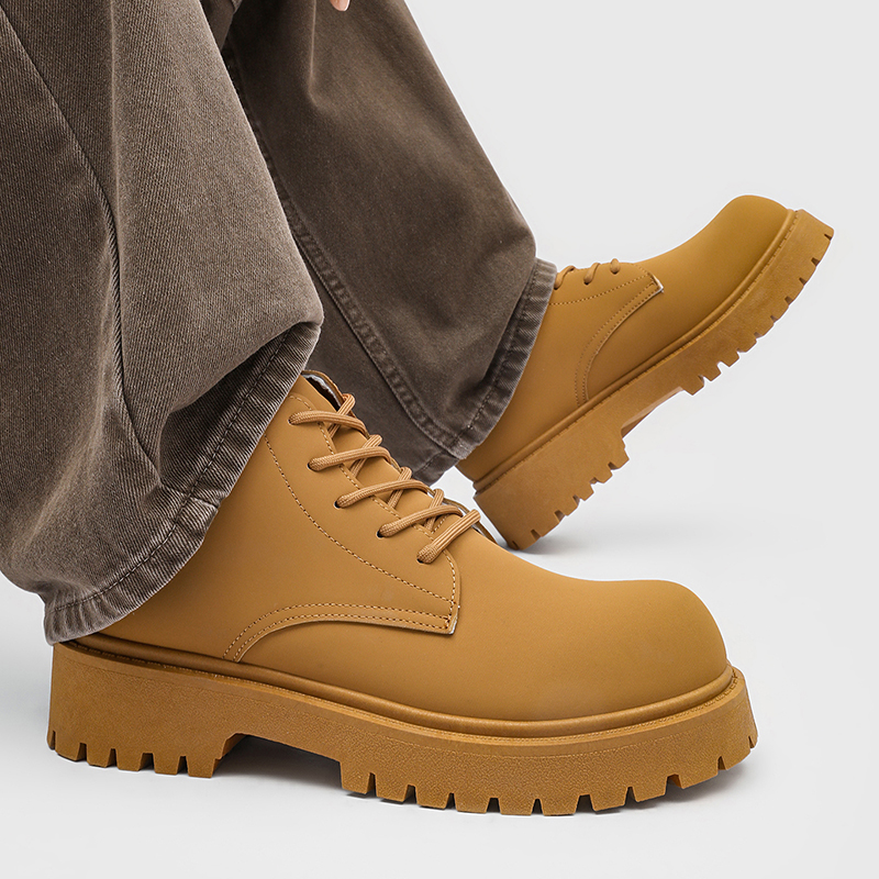 Men'S Accessories Leather - 100%Genuine Leather Mens Boots Street Yellow