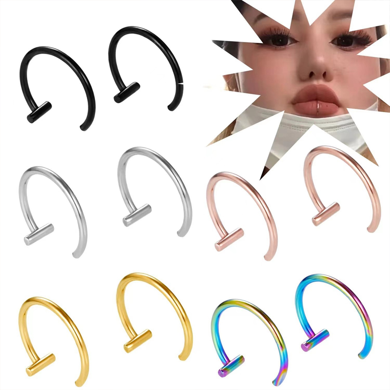 Men Accessories Earrings - 18G Surgical Steel Lip Ring Half