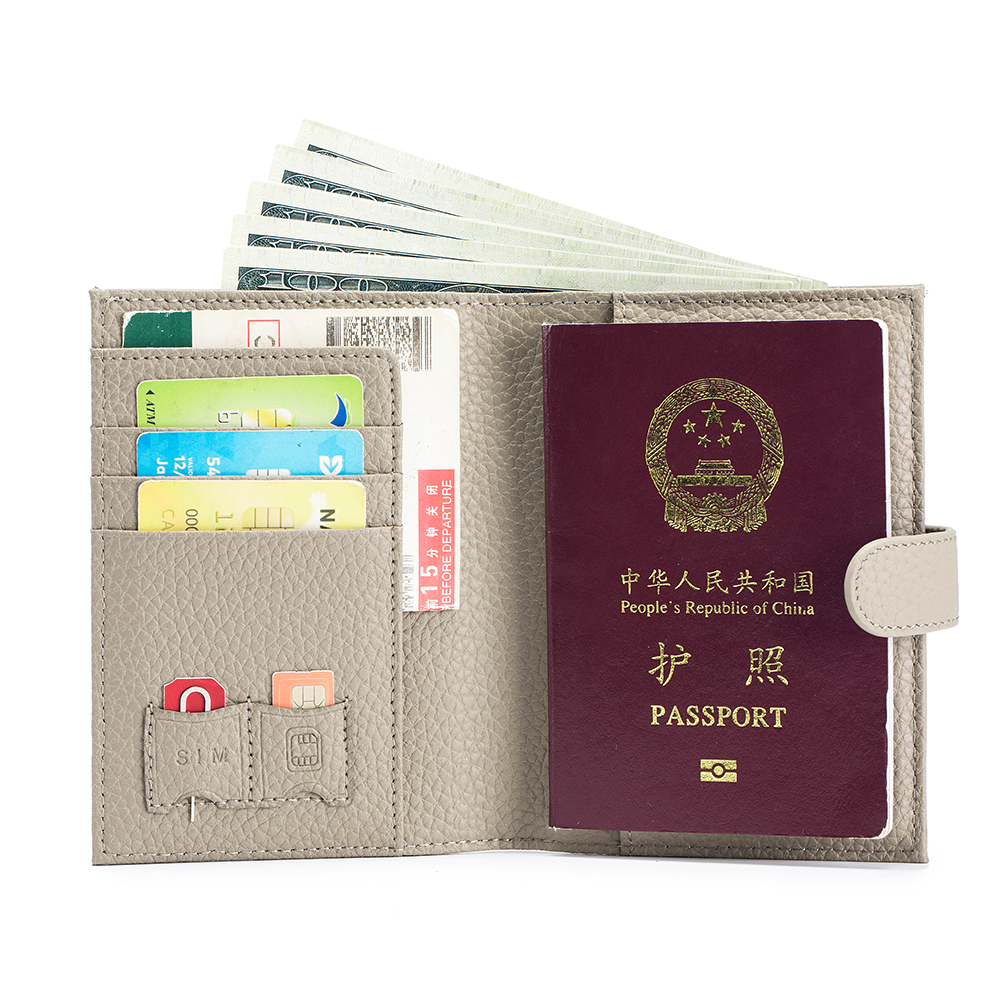 Bifold Leather Wallet - Genuine Cow Leather Passport Holder Travel