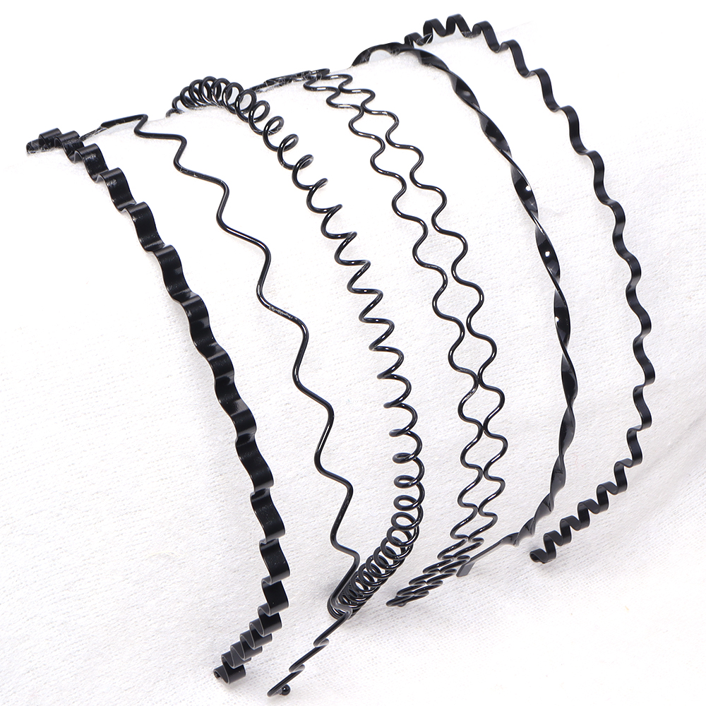 Men Accessories Earrings - 6pcs/lot Black Hair Hoops Metal Wave