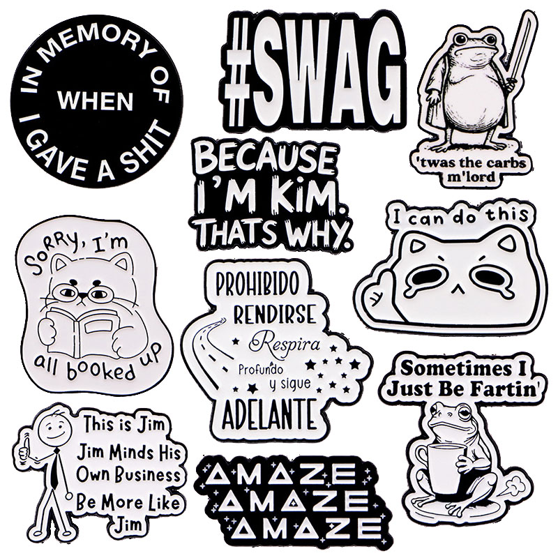 Men'S Accessories Quotes - Enamel Pins Cat Frog Quotes Brooches
