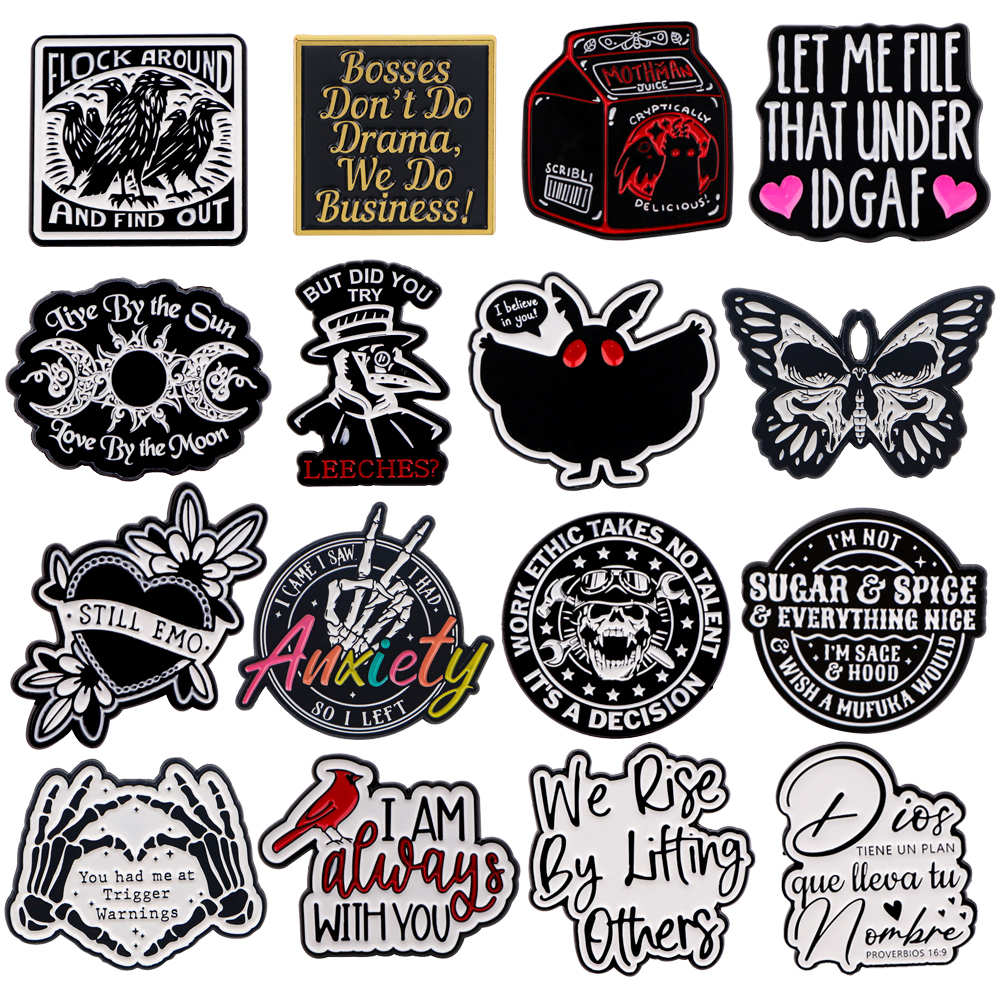 Crows Skull Quote Lapel Pins f - Men'S Accessories Quotes 리뷰 및 가격