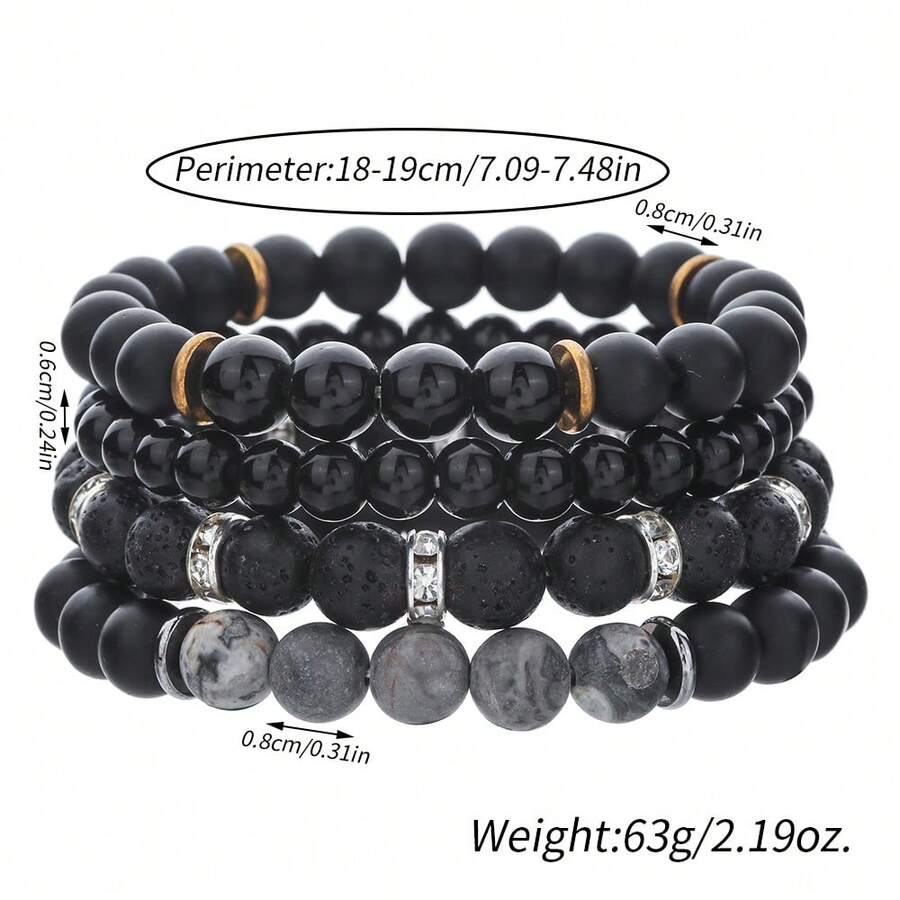 4pcs Matte Beaded Bracelet Set - Bead Bracelet Men 리뷰 및 가격