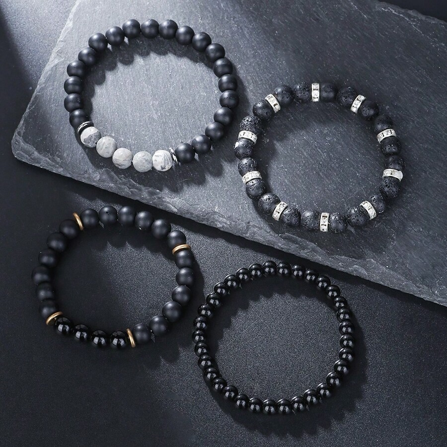 4pcs Matte Beaded Bracelet Set - Bead Bracelet Men 리뷰 및 가격