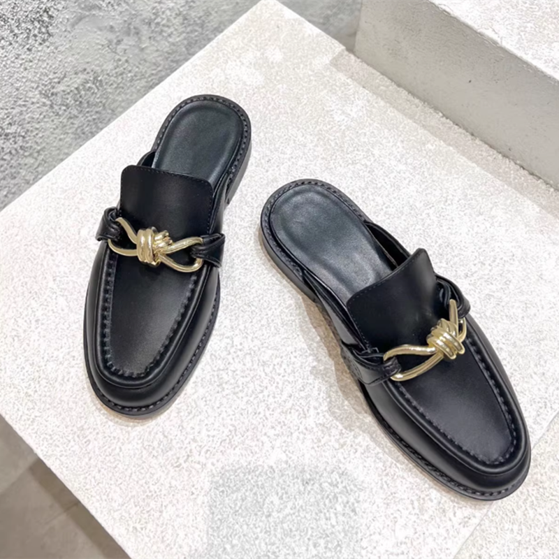 Metal Buckle Half Slippers For - Men'S Accessories Leather 리뷰 및 가격
