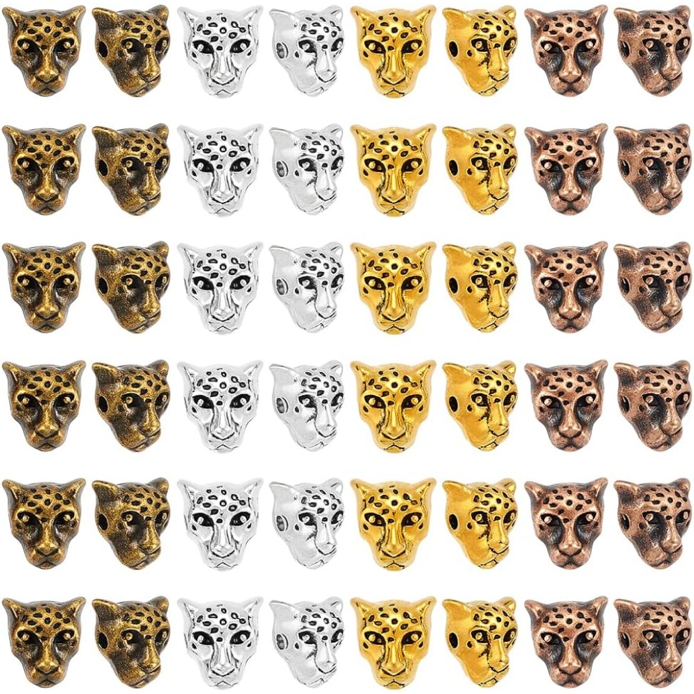4 Colors Leopard Head Beads 10 - Bead Bracelet Men 리뷰 및 가격