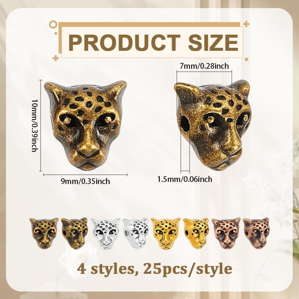 4 Colors Leopard Head Beads 10 - Bead Bracelet Men 리뷰 및 가격