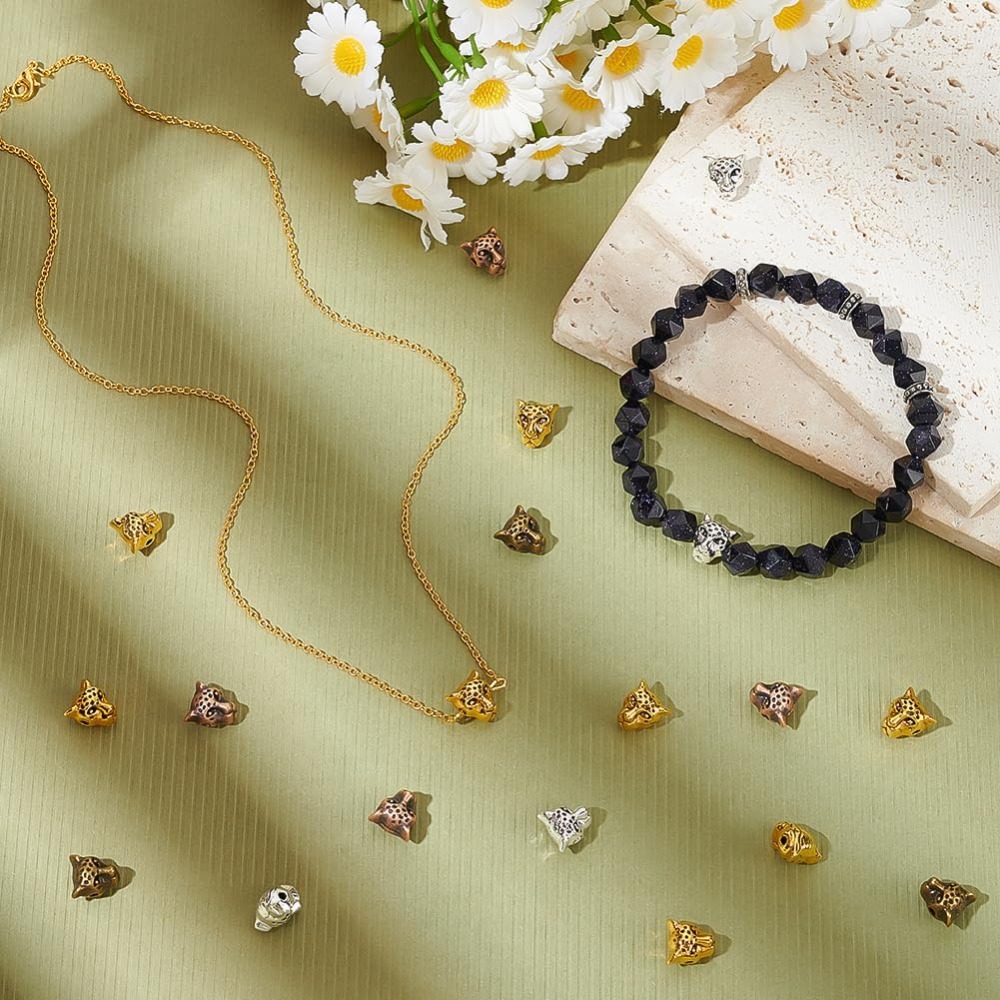 4 Colors Leopard Head Beads 10 - Bead Bracelet Men 리뷰 및 가격