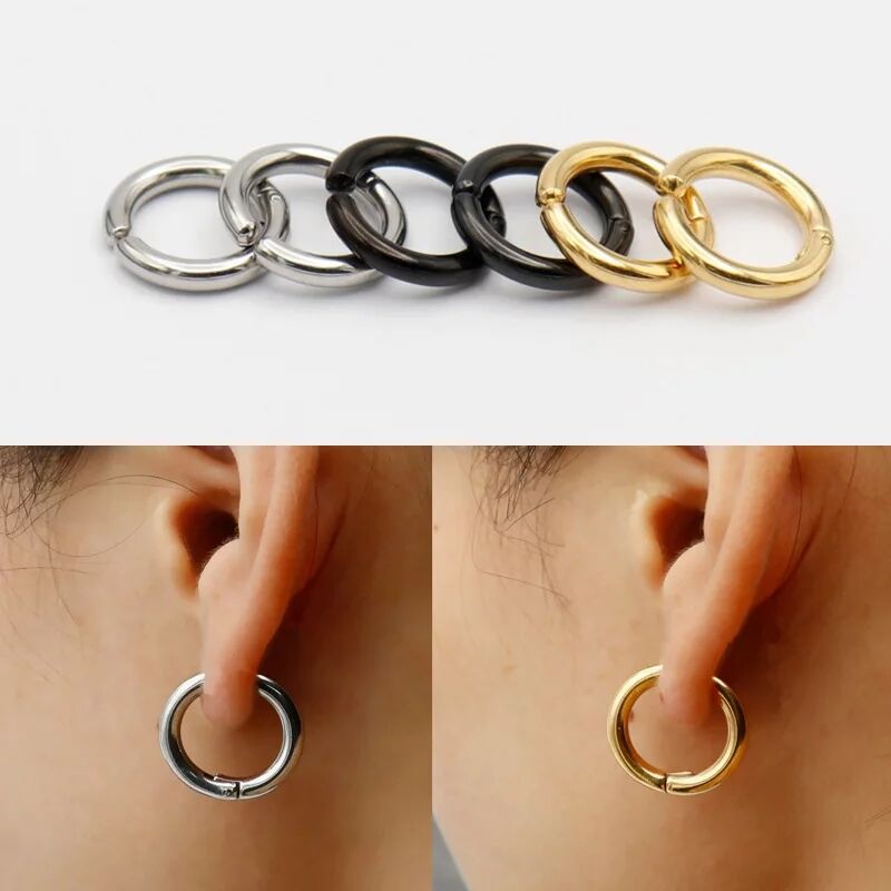 2/6Pcs Fake Huggie Hoop Earrin - Men Accessories Earrings 리뷰 및 가격