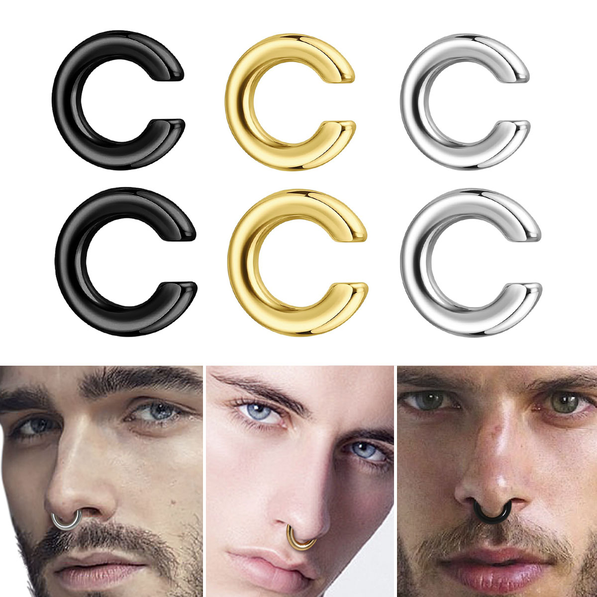 1pc Exaggerated c-Shaped Non-P - Men Accessories Earrings 리뷰 및 가격