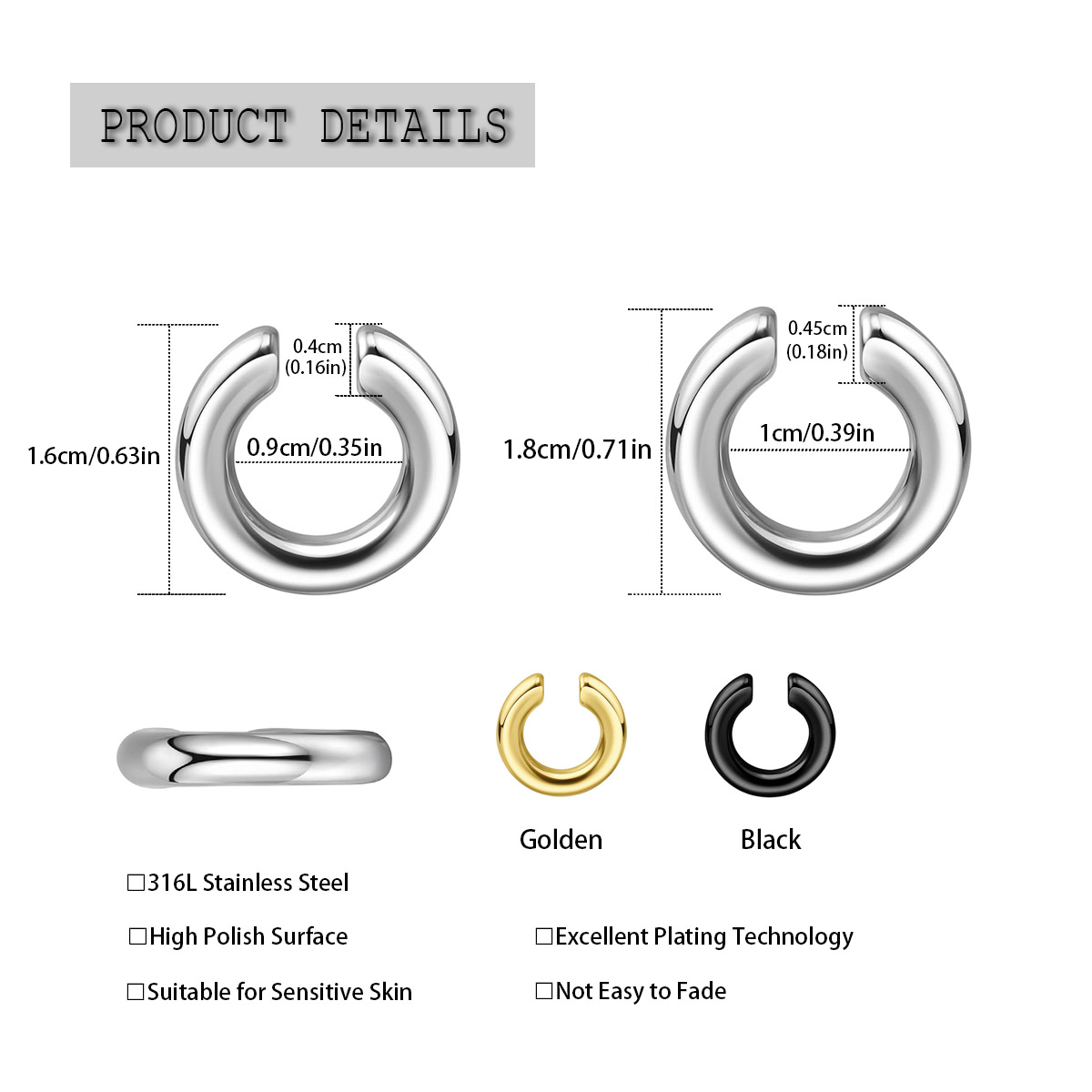 1pc Exaggerated c-Shaped Non-P - Men Accessories Earrings 리뷰 및 가격