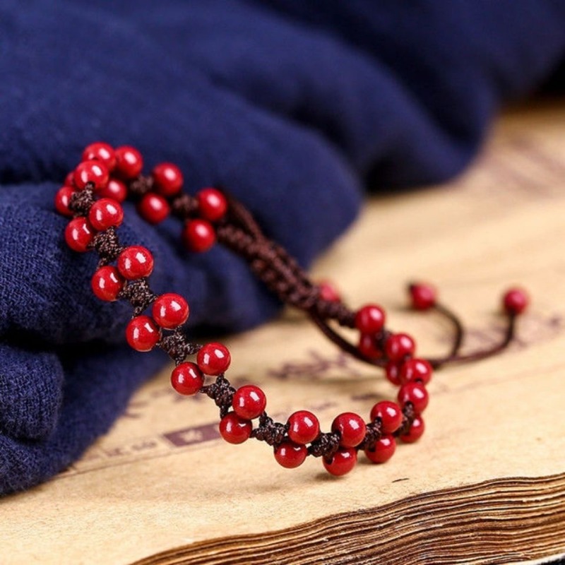 Customized Natural Red Cinnaba - Bead Bracelet Men 리뷰 및 가격