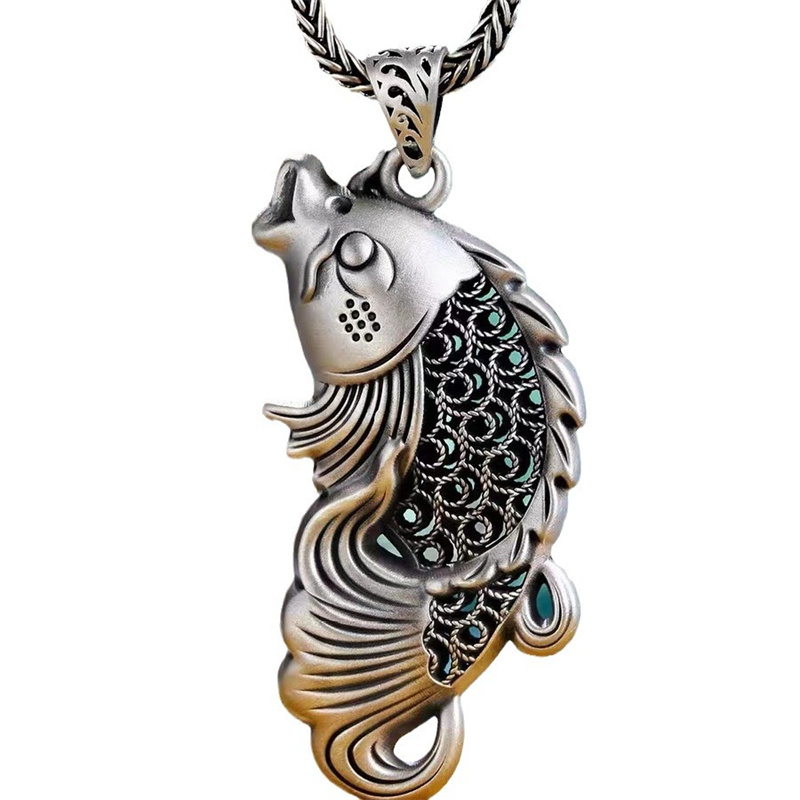 Vintage Relief Fish Pendant Fo - Men Accessories Ethnic 리뷰 및 가격