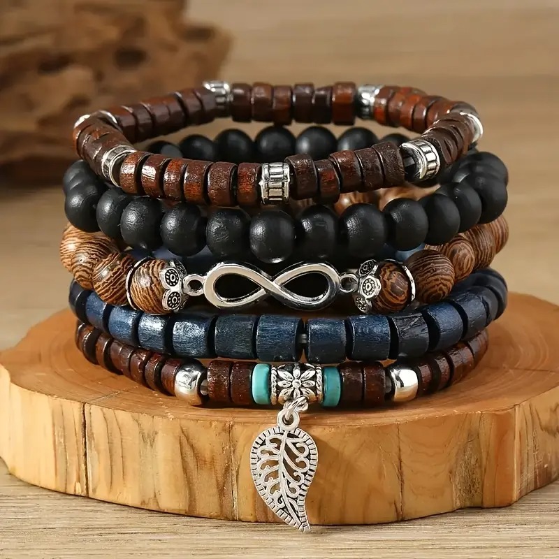 41PCS Natural Wood Elastic Bea - Bead Bracelet Men 리뷰 및 가격