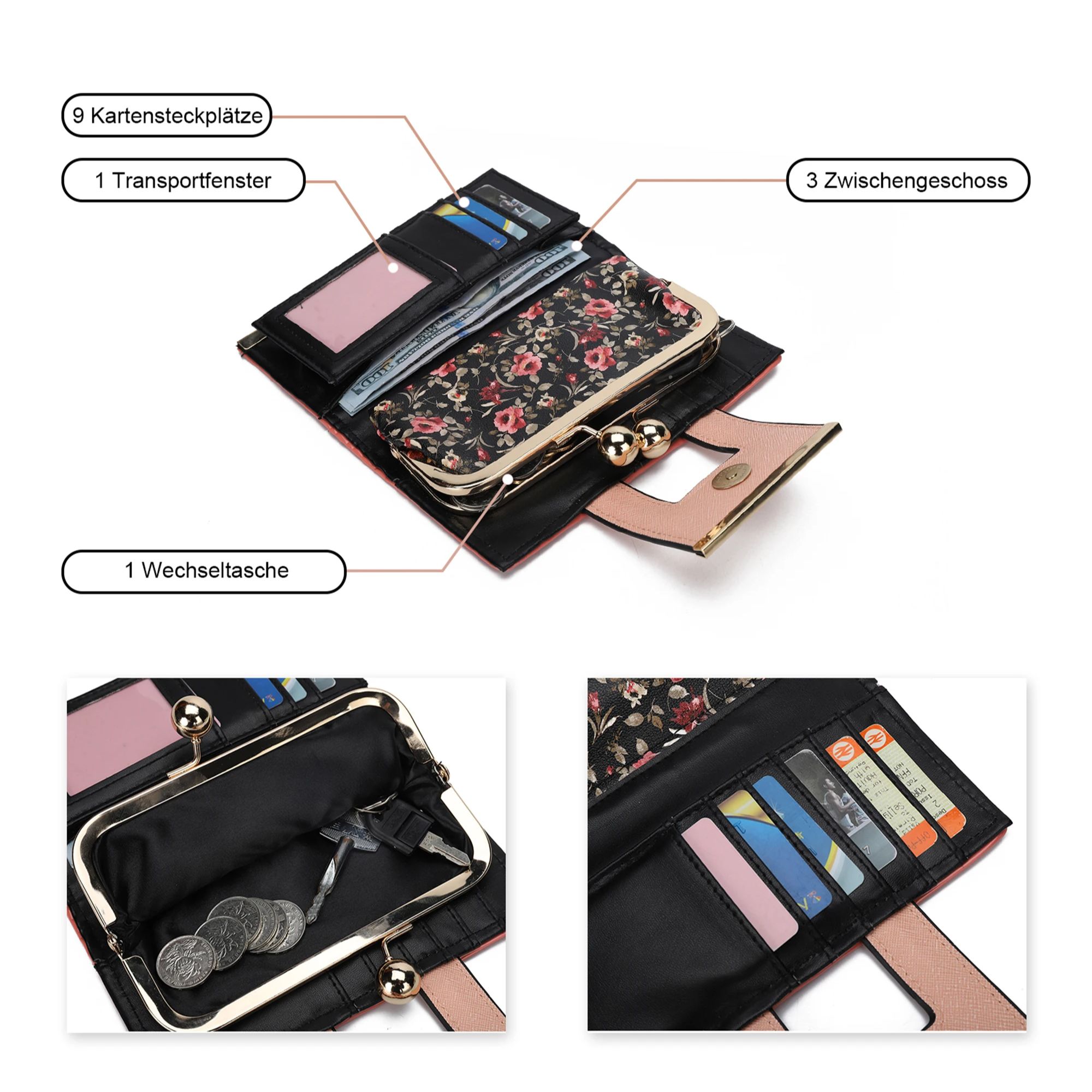 AFKOMST Women Floral Print Wal - Bifold Leather Wallet 리뷰 및 가격