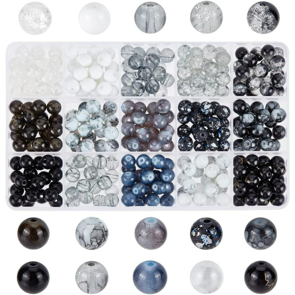 300pcs 8mm Black Glass Beads 1 - Bead Bracelet Men 리뷰 및 가격