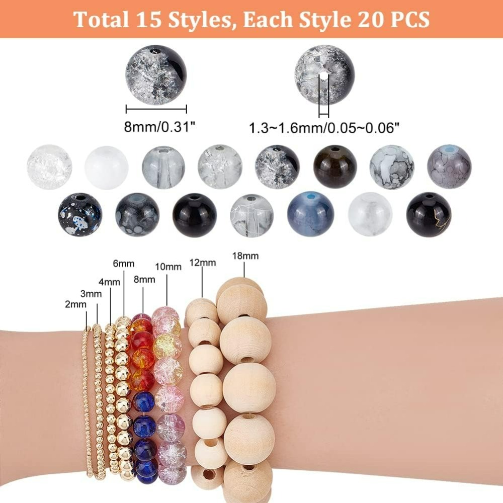 300pcs 8mm Black Glass Beads 1 - Bead Bracelet Men 리뷰 및 가격