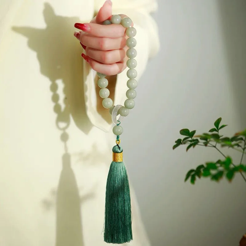 Green Jade Stone 12mm Beads Ta - Bead Bracelet Men 리뷰 및 가격